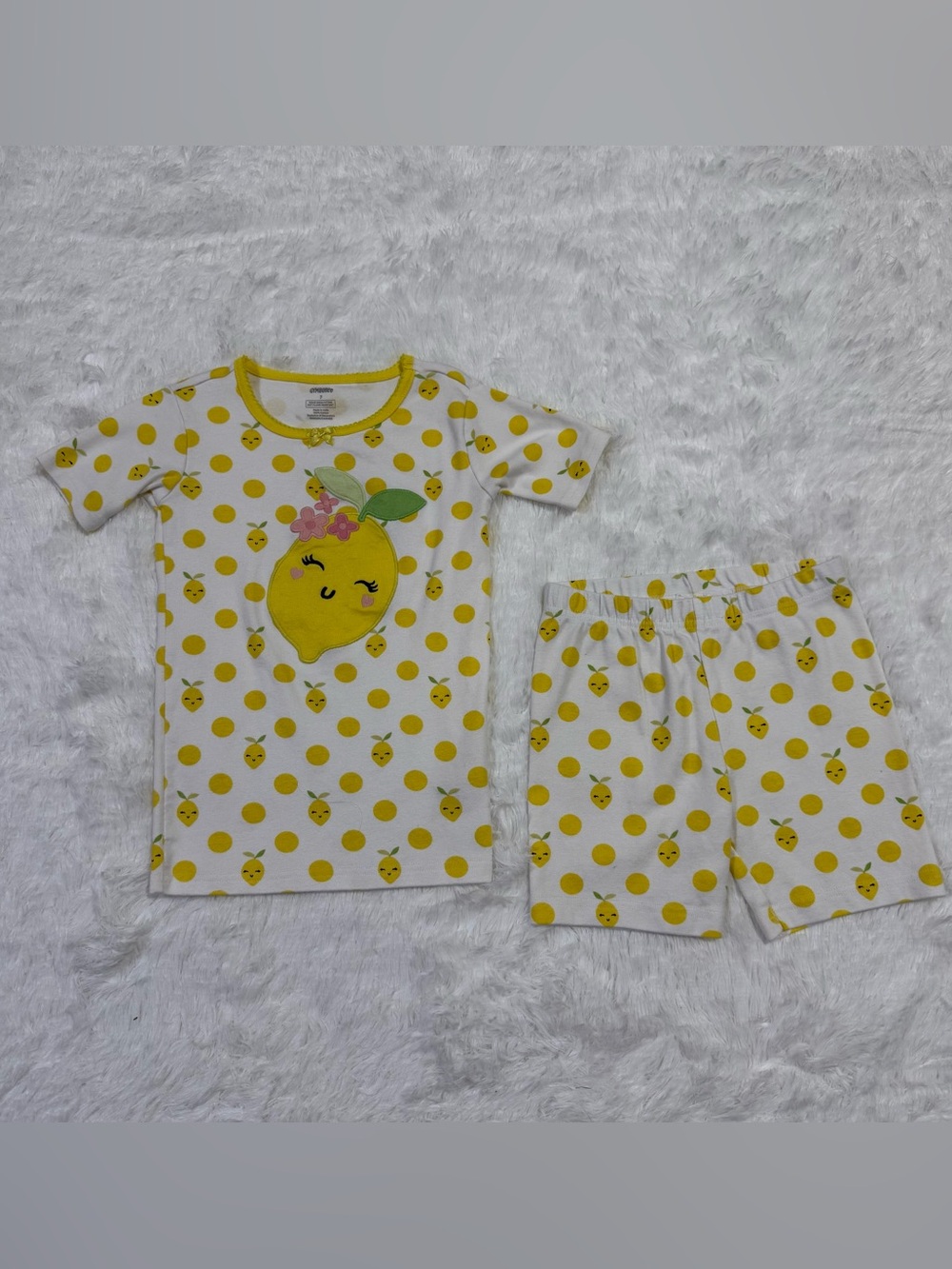 Gymboree Girls Sz 7 Pink Lemons Cotton Pajamas Pjs EUC Short Set Lemon Appliqué